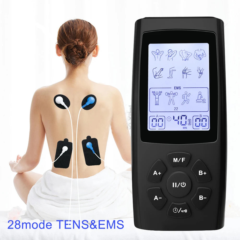 TENS EMS Unit 28 Modes 40 Intensity Muscle Stimulator for Pain Relief Therapy