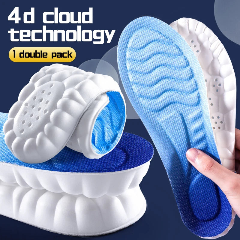 4D Cloud Technology Sports Insoles -- Breathable -- Shock Absorption -- Orthopedic Care
