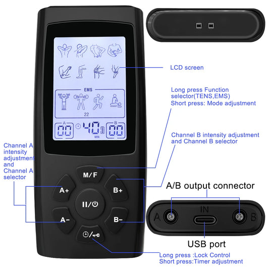 TENS EMS Unit 28 Modes 40 Intensity Muscle Stimulator for Pain Relief Therapy
